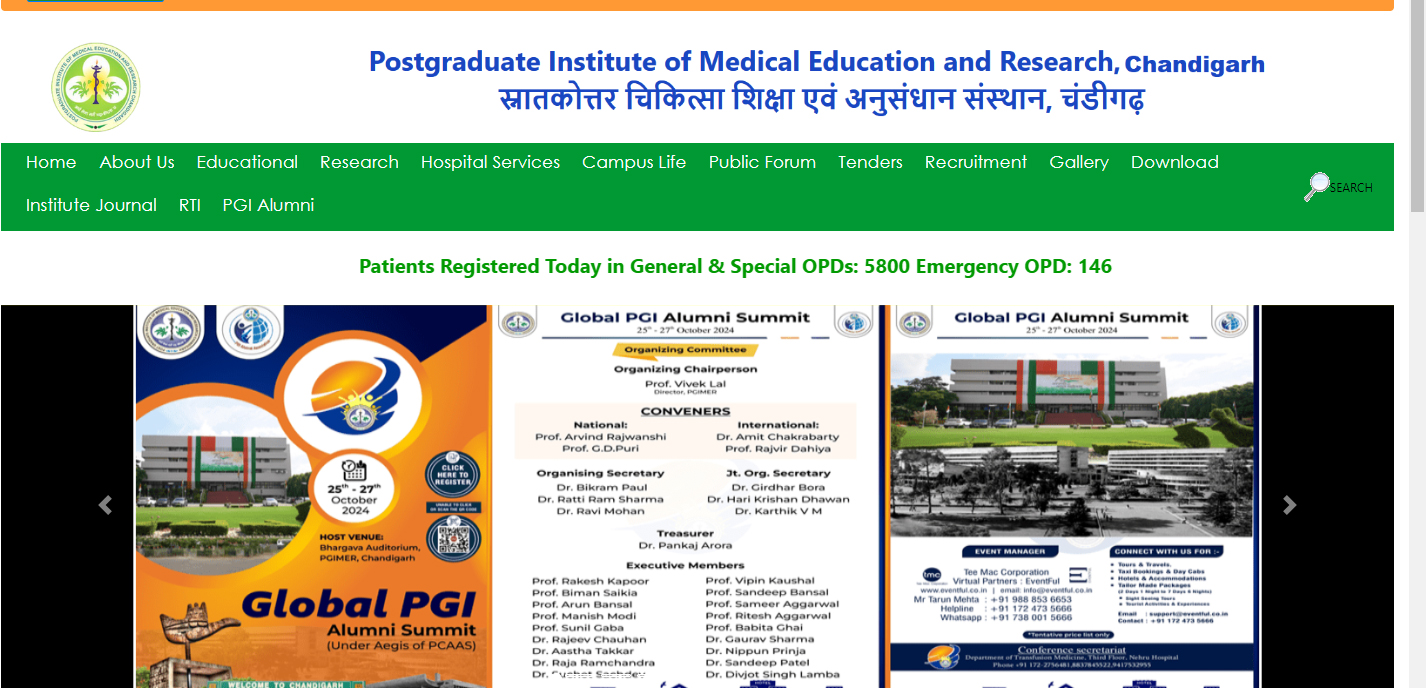 Postgraduate Institute of Medical Education &amp; Research, Chandigarh 